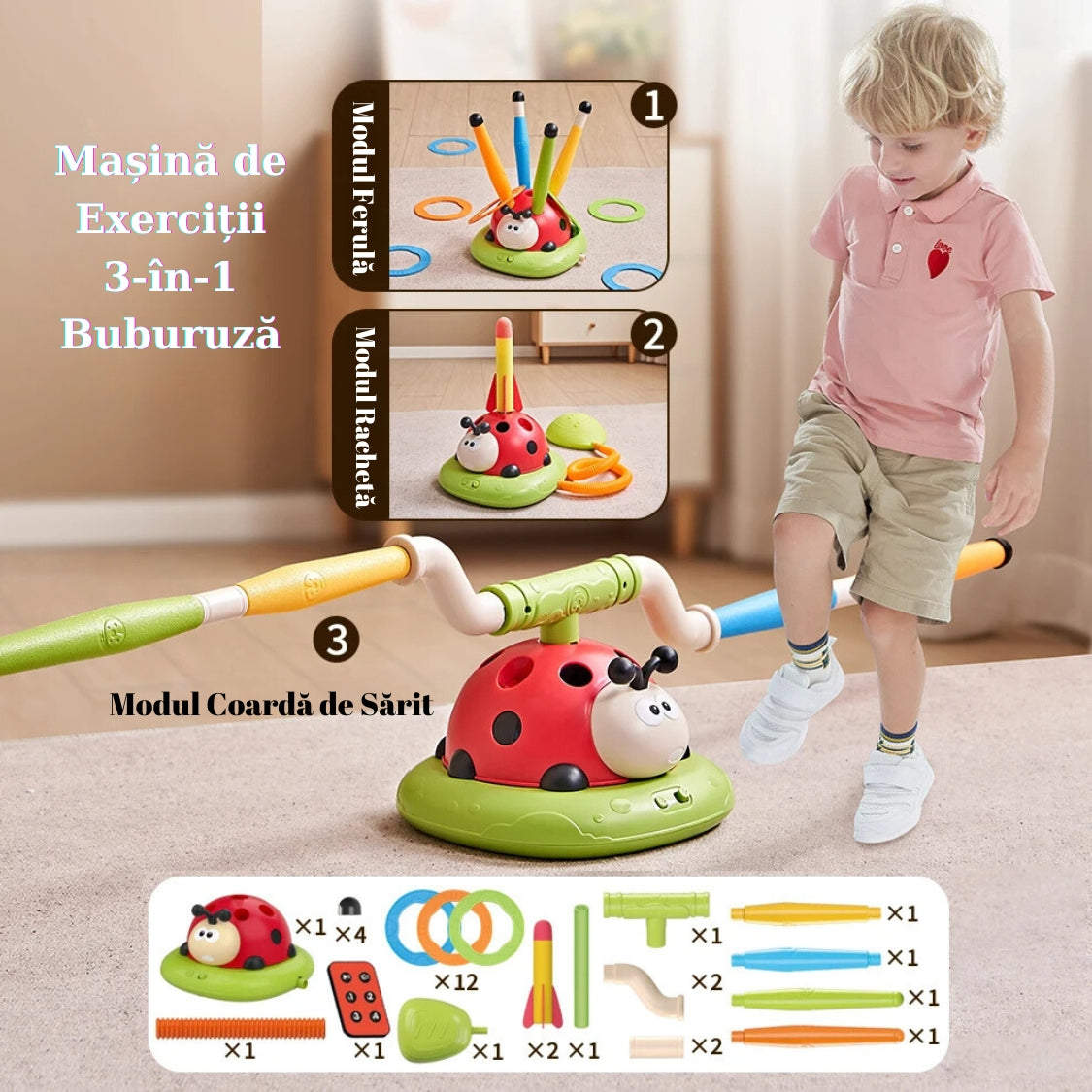 Buburuză 3-în-1 pentru Exerciții și Distracție