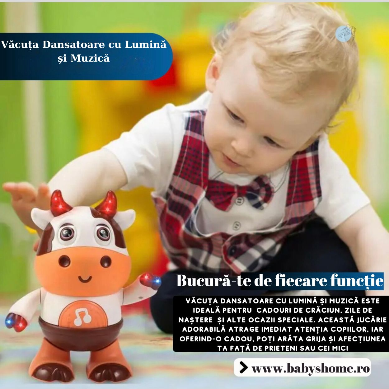 Văcuța Dansatoare cu Lumină și Muzică